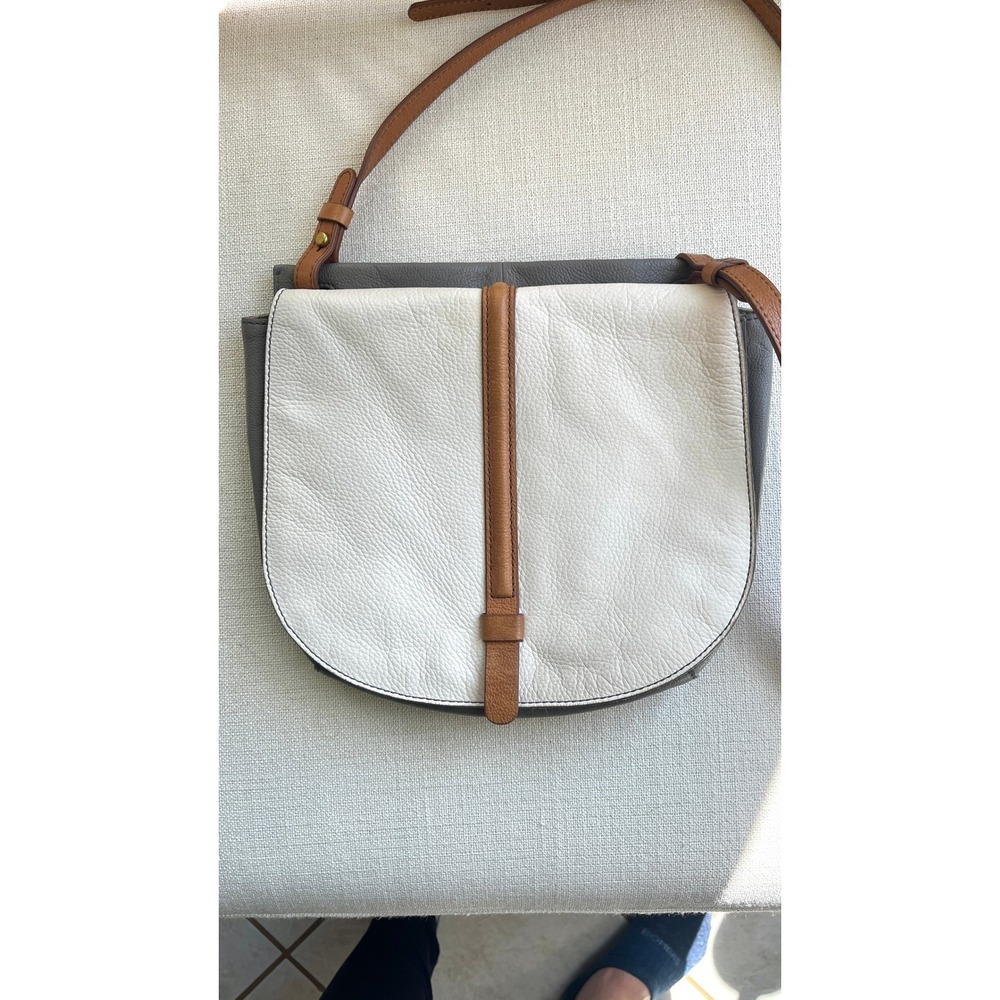 Fossil Collette Coconut Pebbled Leather Crossbody Bag Tri-Color Cream Grey Brown - Picture 3 of 11